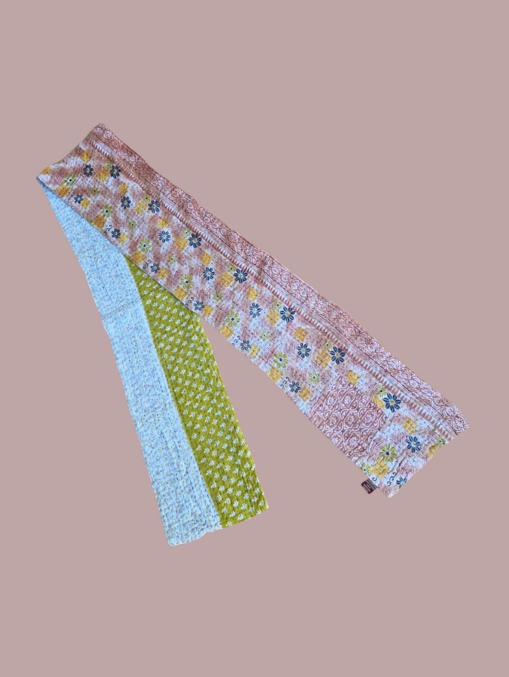 Connexions Fair Trade India Artisan Kantha Cotton Scarf Boho Art to Wear NWOT - Picture 5 of 11